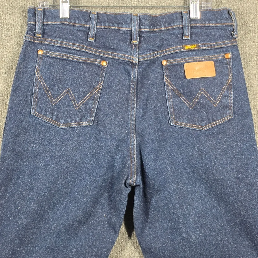 Wrangler Jeans Mens 35 34 Cowboy Cut Jeans Slim Fit Dark Wash Indigo Denim